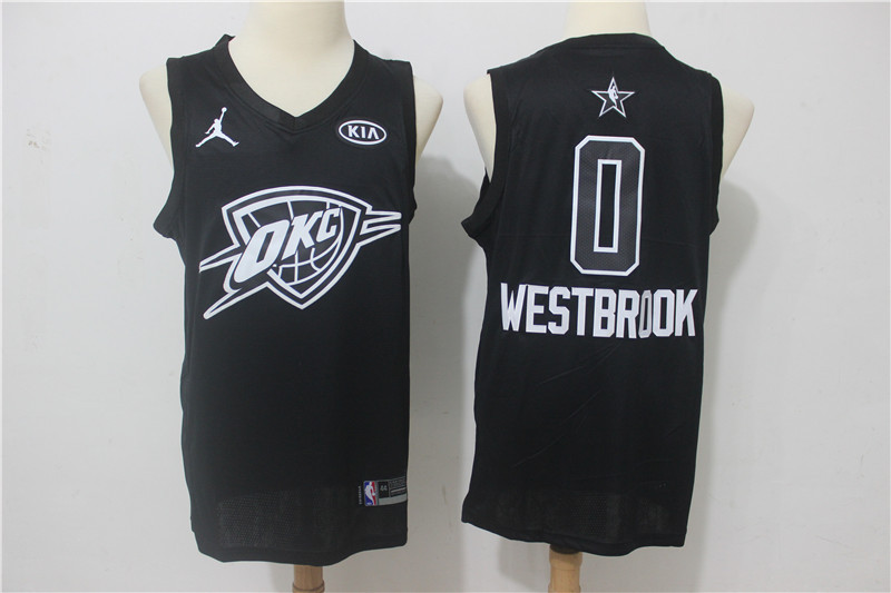 Men Oklahoma City Thunder #0 Westbrook Black 2108 All Stars NBA Jerseys->->NBA Jersey